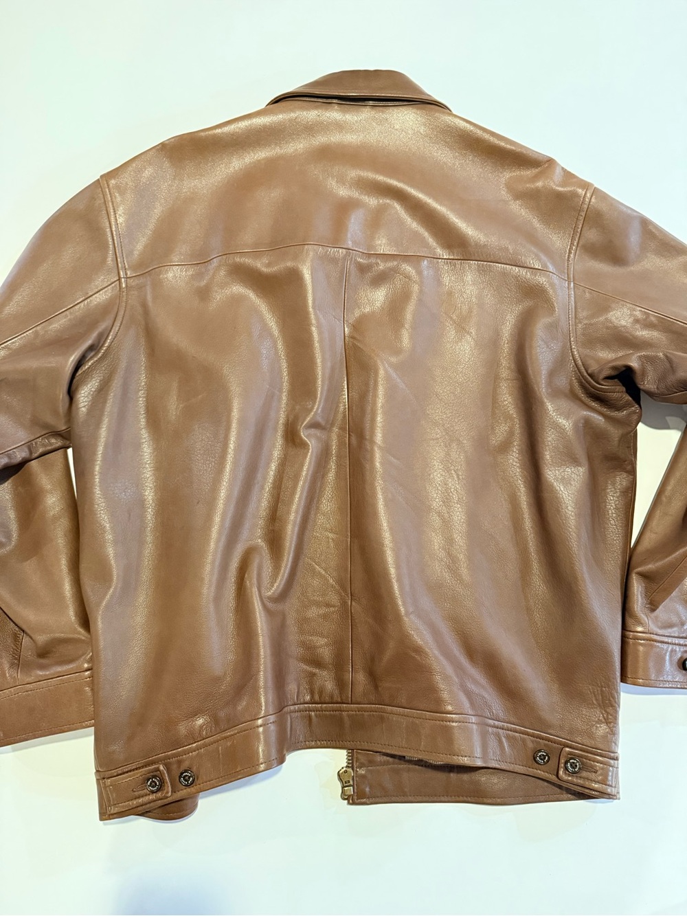 Polo by Ralph Lauren Tan Leather Bomber Jacket - Picture 5 of 5